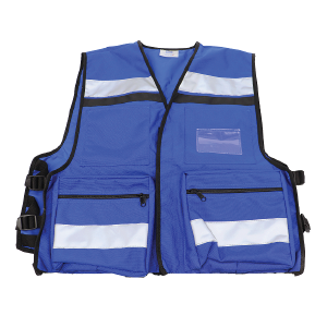 blue vest with reflective strips